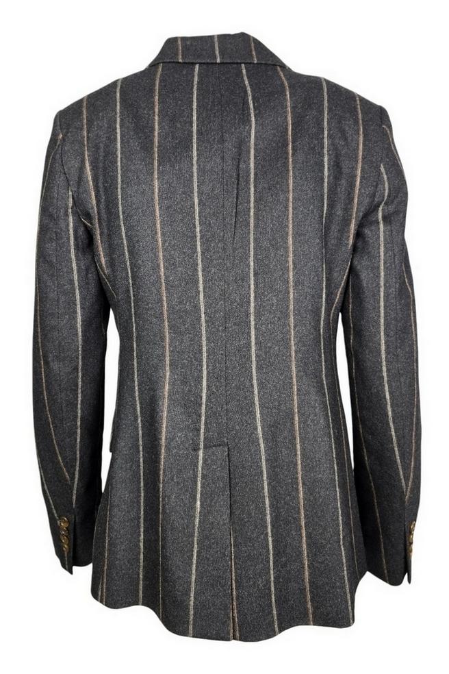 giacca donna gessata marrone e grigio