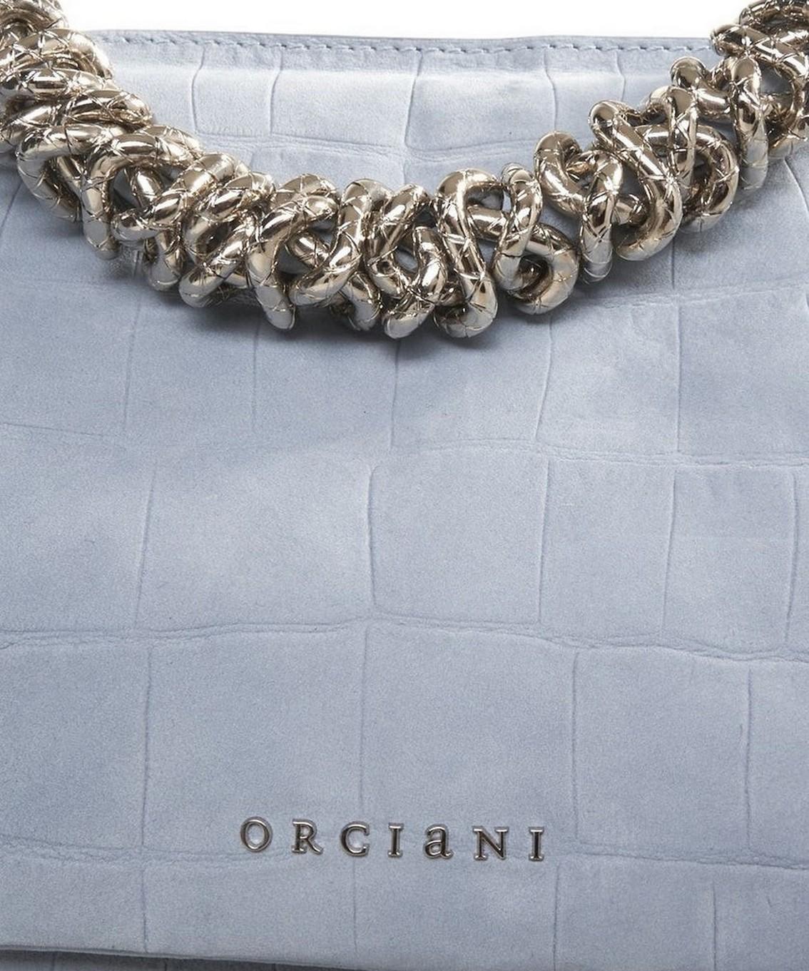 Borsa Sveva Twilight Mid in nabuk stampa cocco azzurro