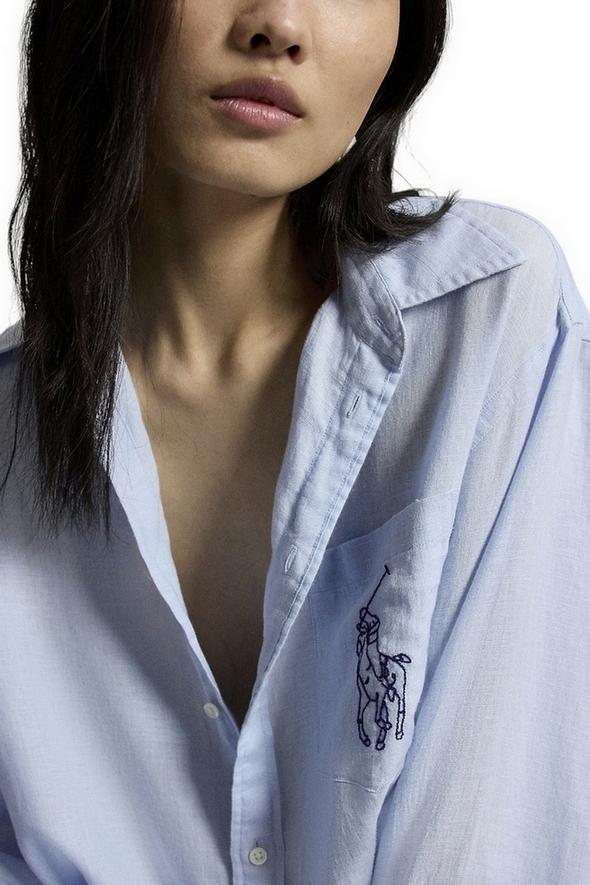 camicia donna con big pony azzurro