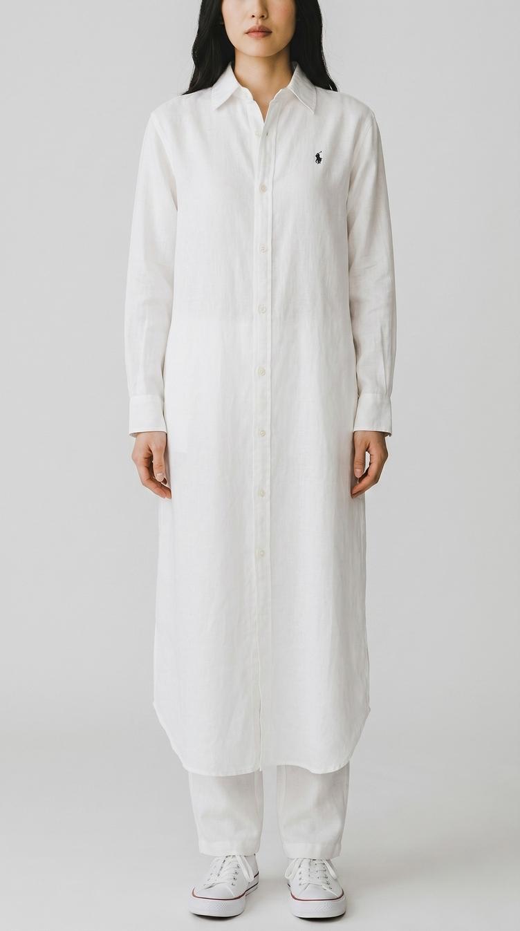 chemisier donna in lino bianco