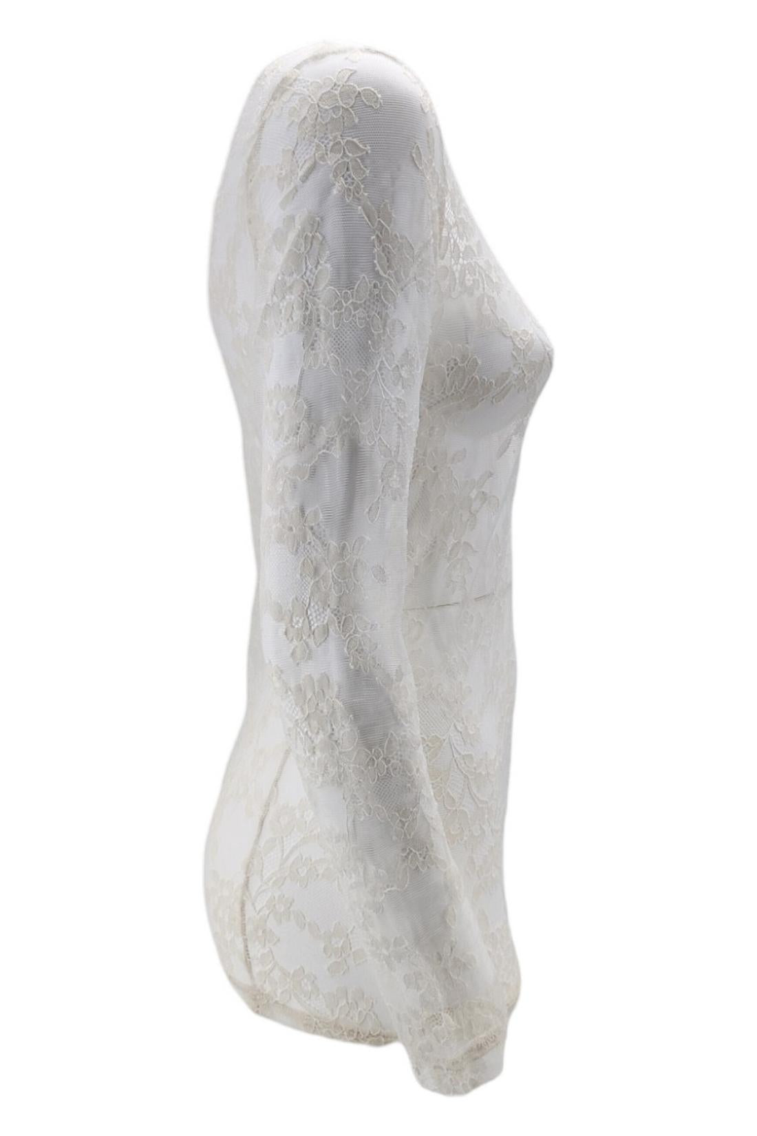 T-shirt donna in pizzo stretch bianco