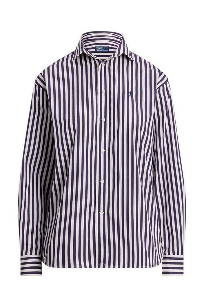 camicia donna a righe bianco e viola