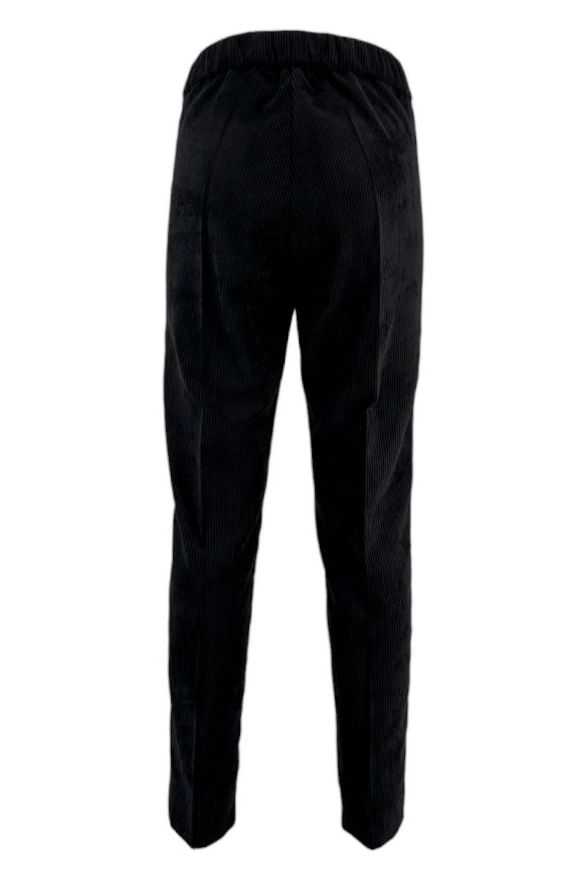 Pantalone donna nero modello sigaretta in velluto costa roccia