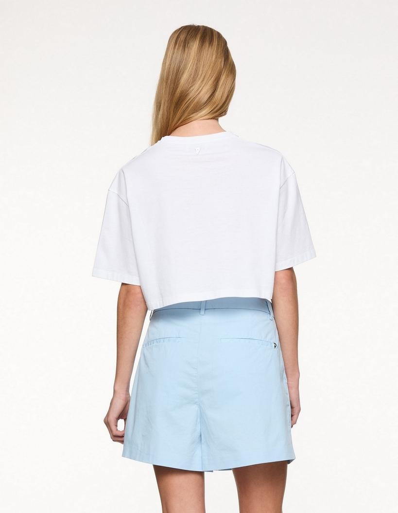 T-shirt cropped donna strass bianca