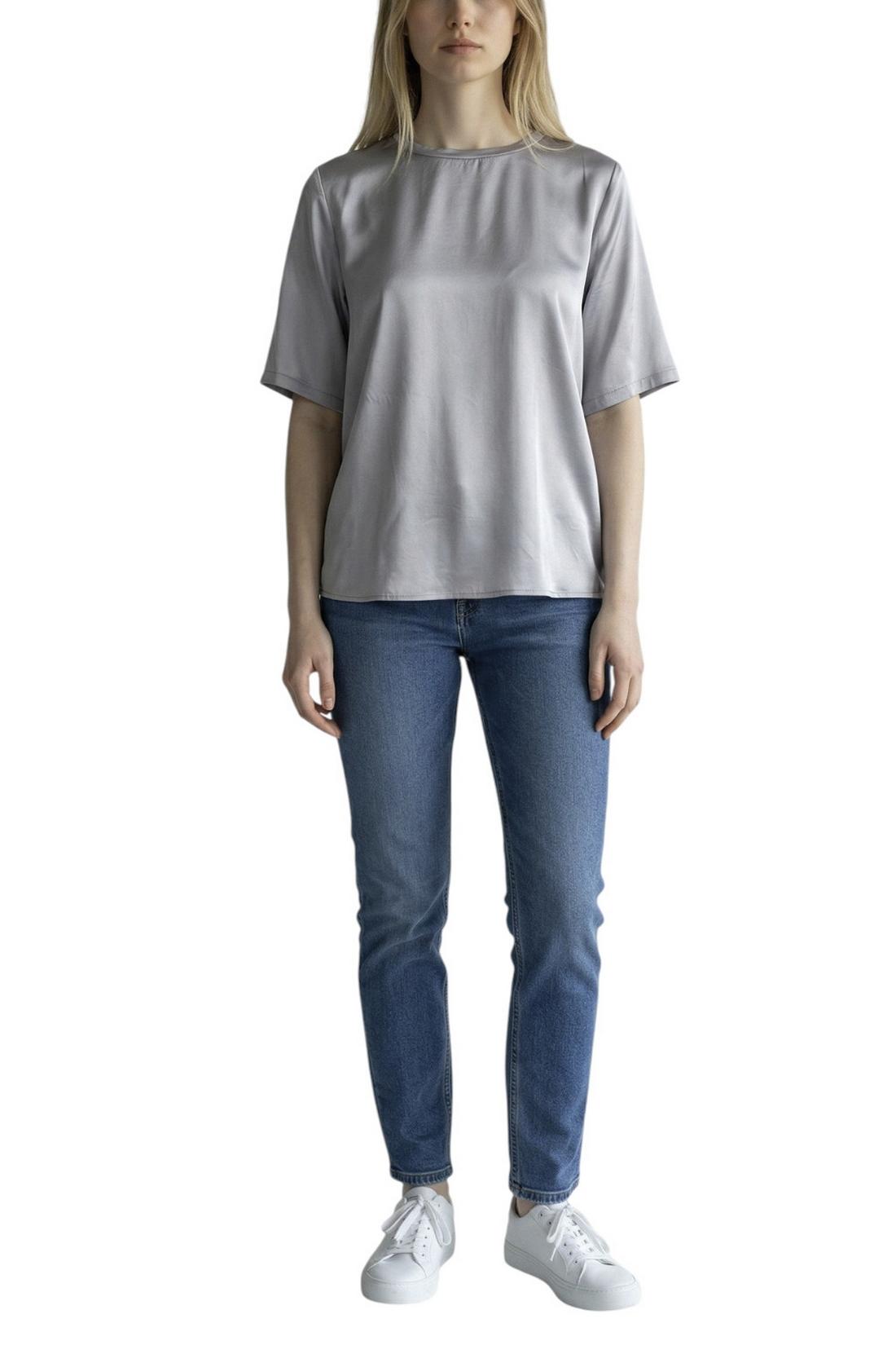 t-shirt donna in raso azzurra