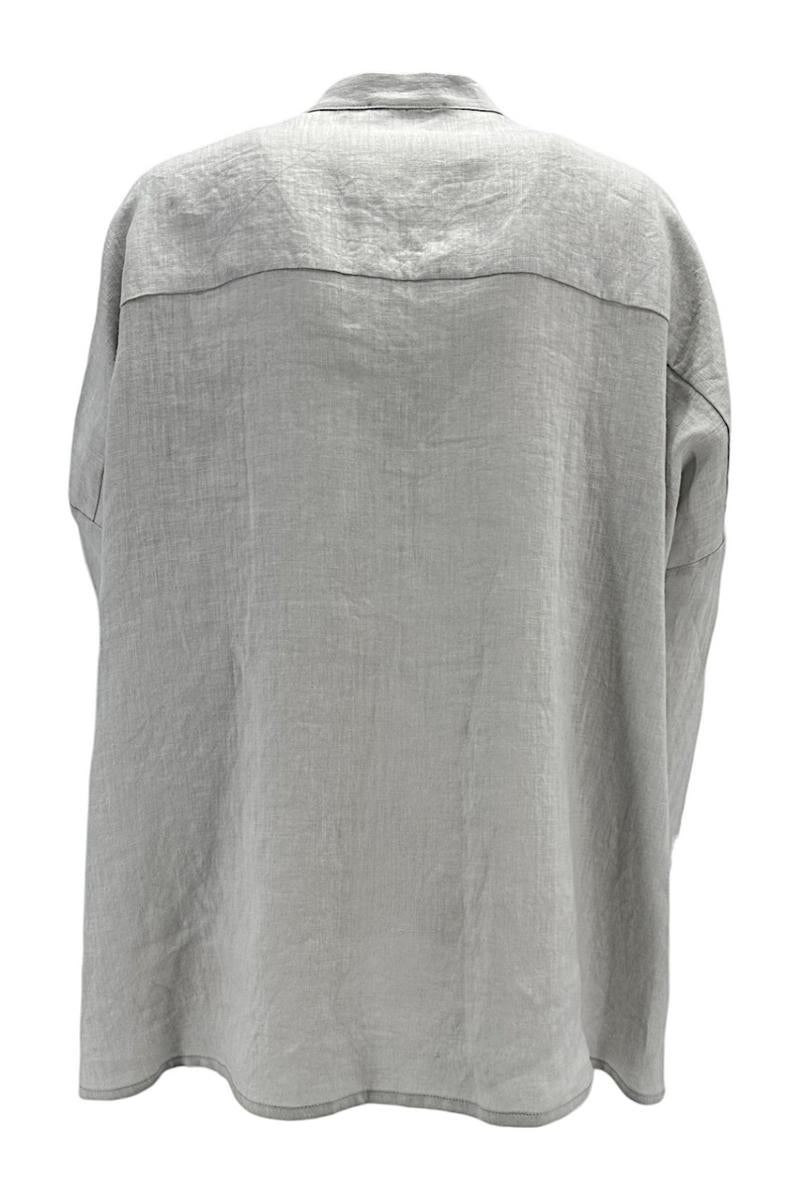 camicia donna in lino con ricami perla