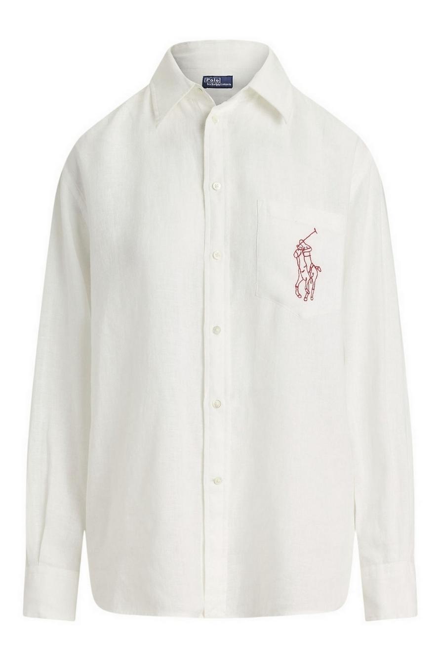 camicia donna con big pony bianco