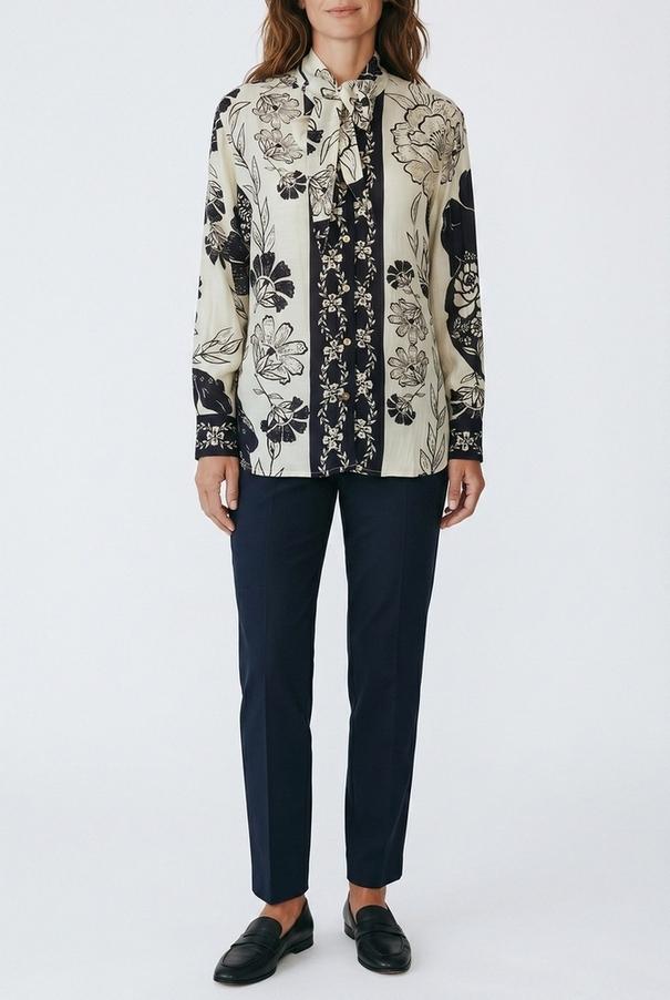 camicia con fiocco fantasia