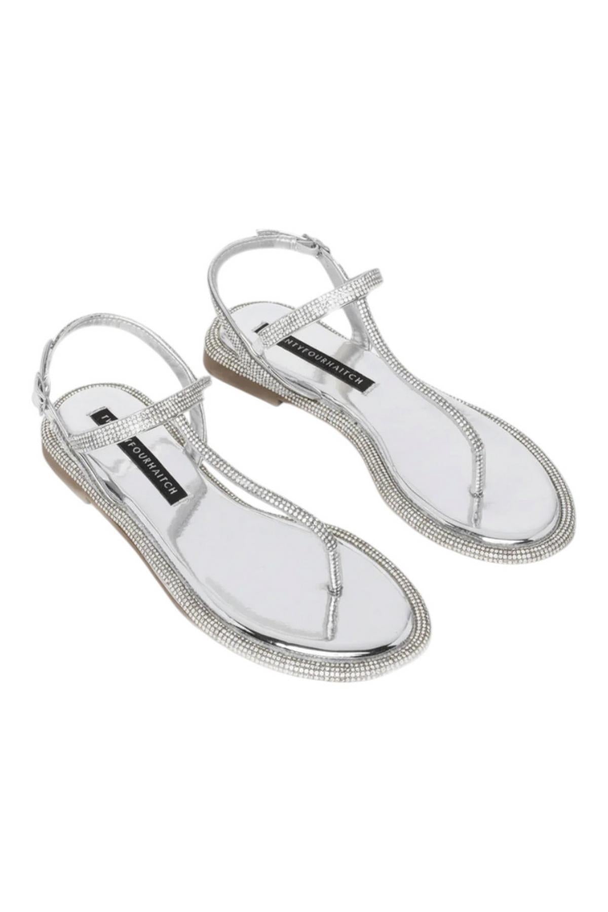 sandalo donna strass argento