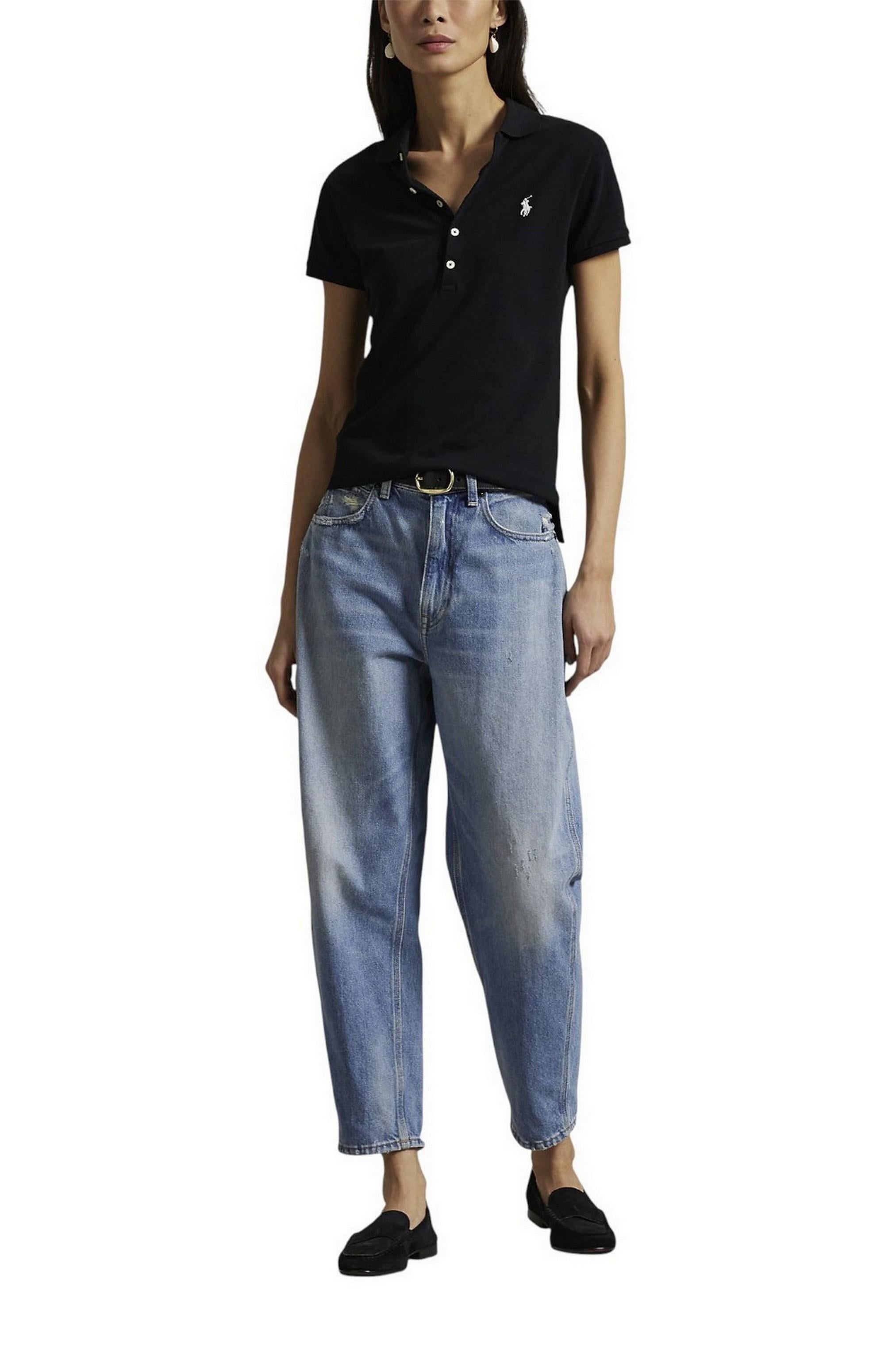 polo donna con abbottonatura lunga nero