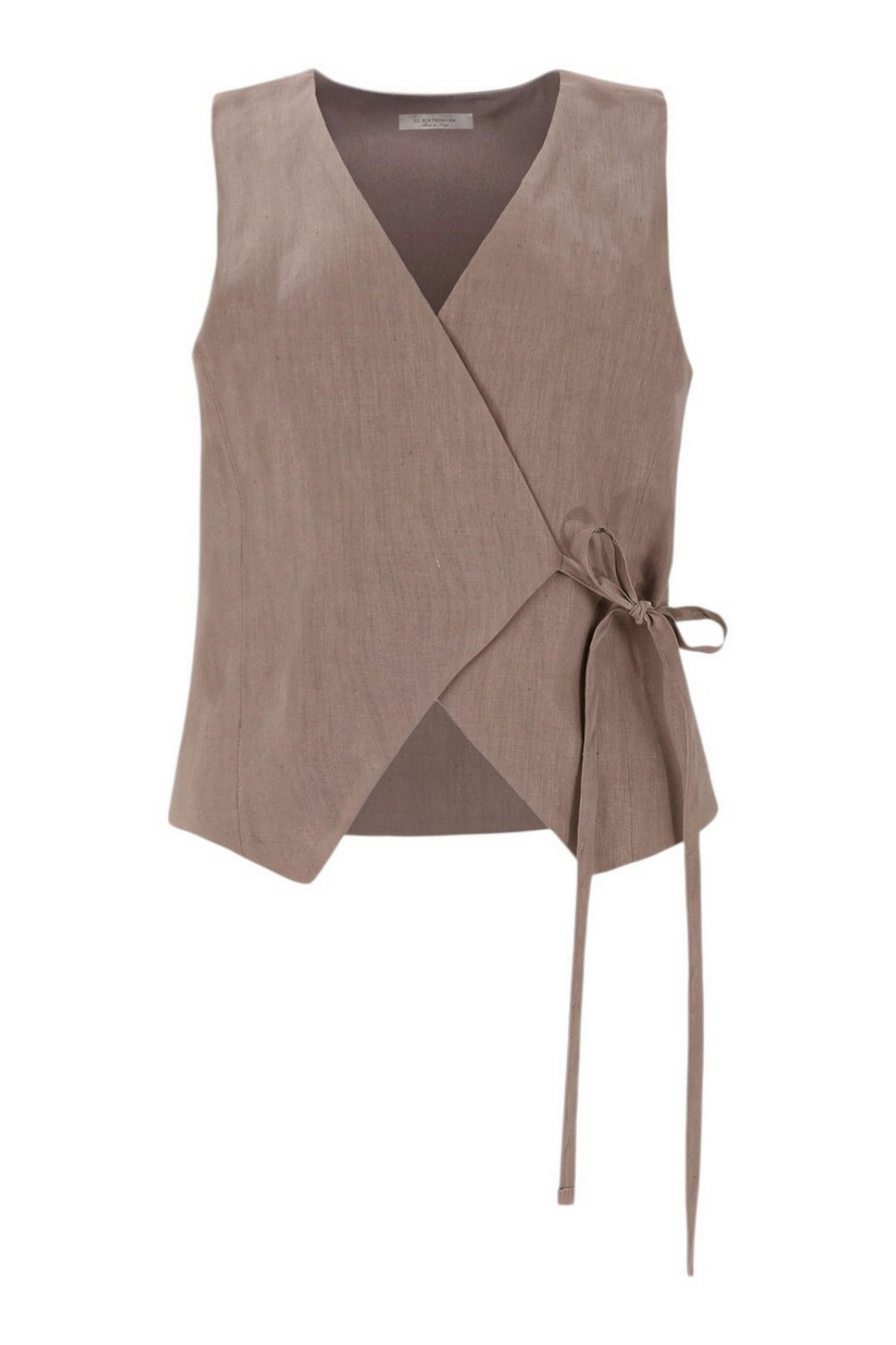 gilet donna in lino castagna