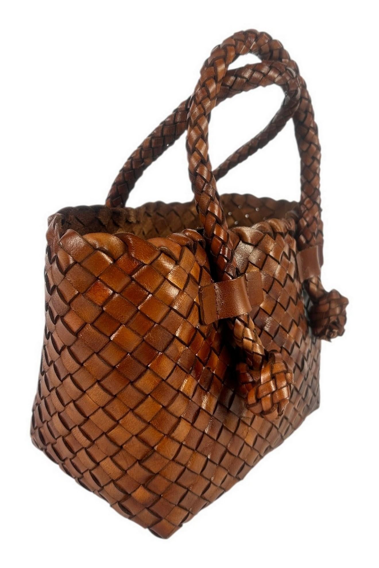 shopping donna piccola in pelle intrecciata cuoio