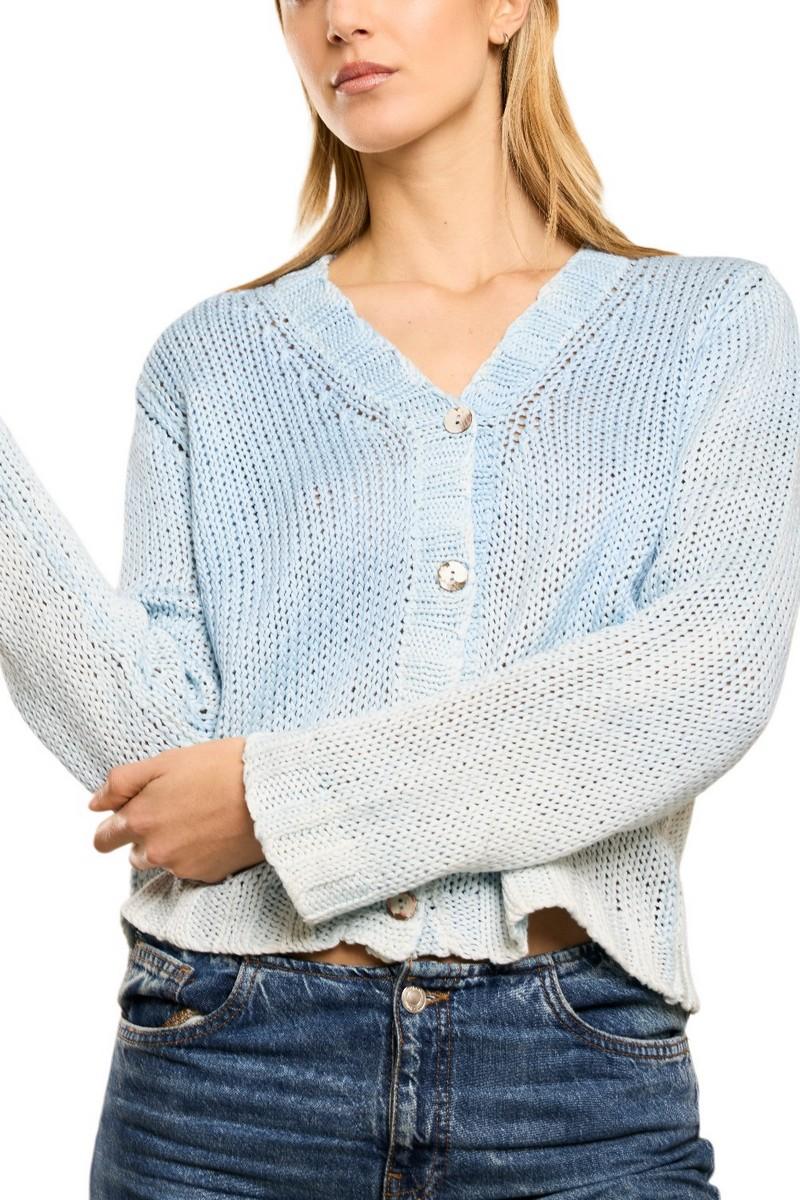 cardigan donna aerografato azzurro