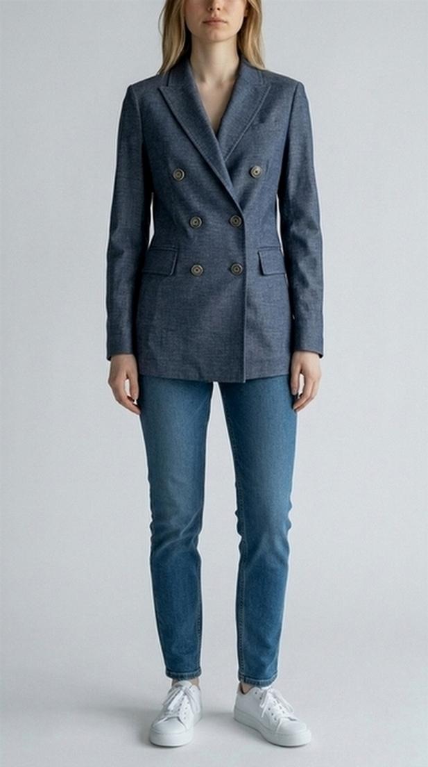 giacca donna doppiopetto blu