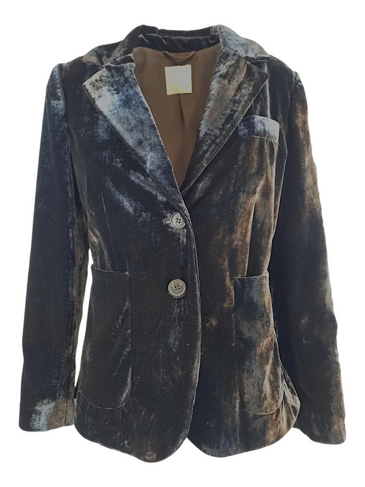 giacca donna in velluto tie and dye blu e marrone