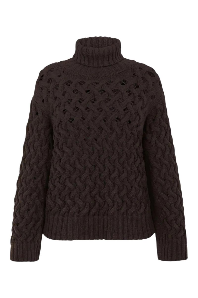 maglia donna traforata marrone