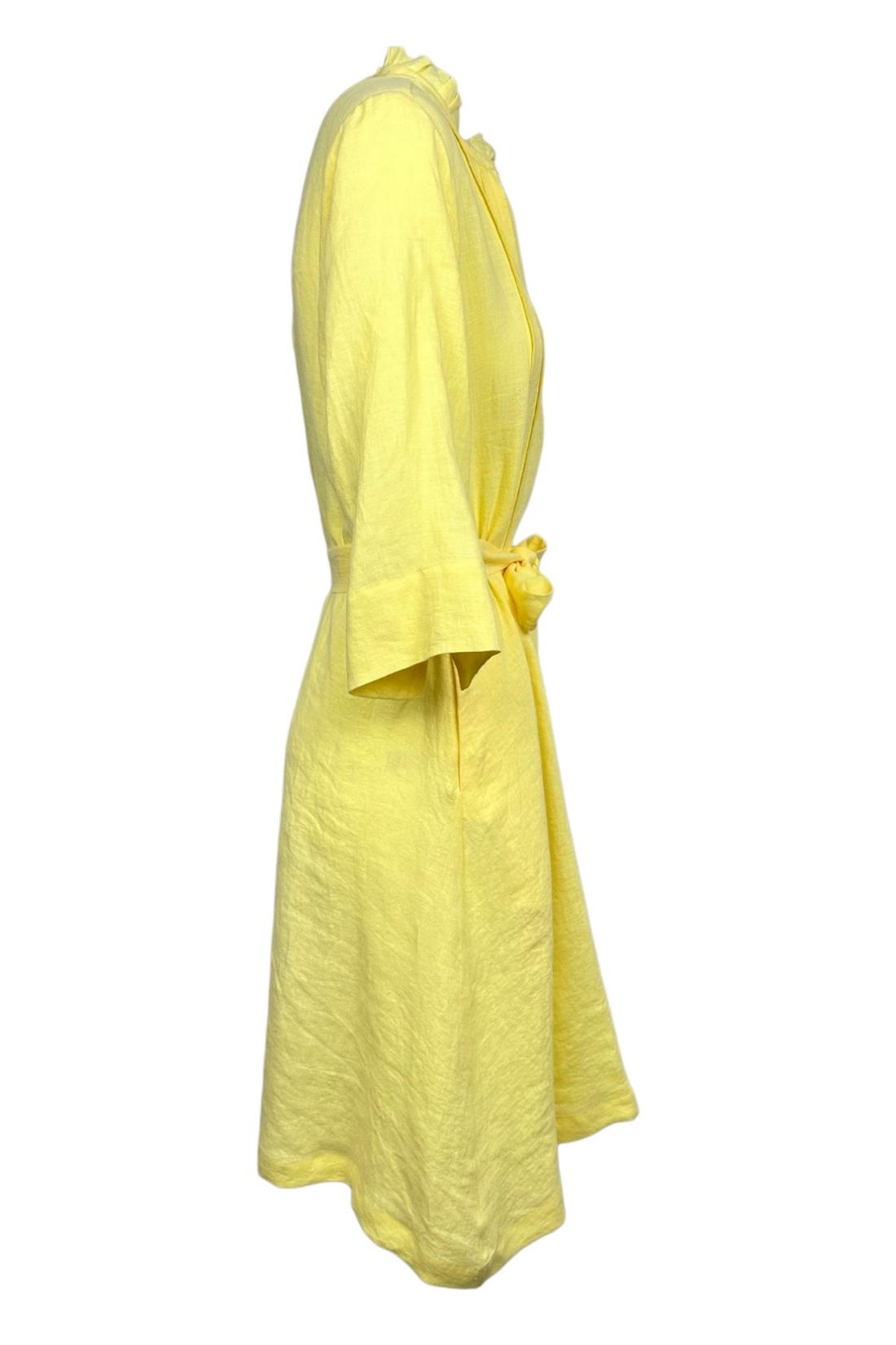 abito donna in lino con liste giallino