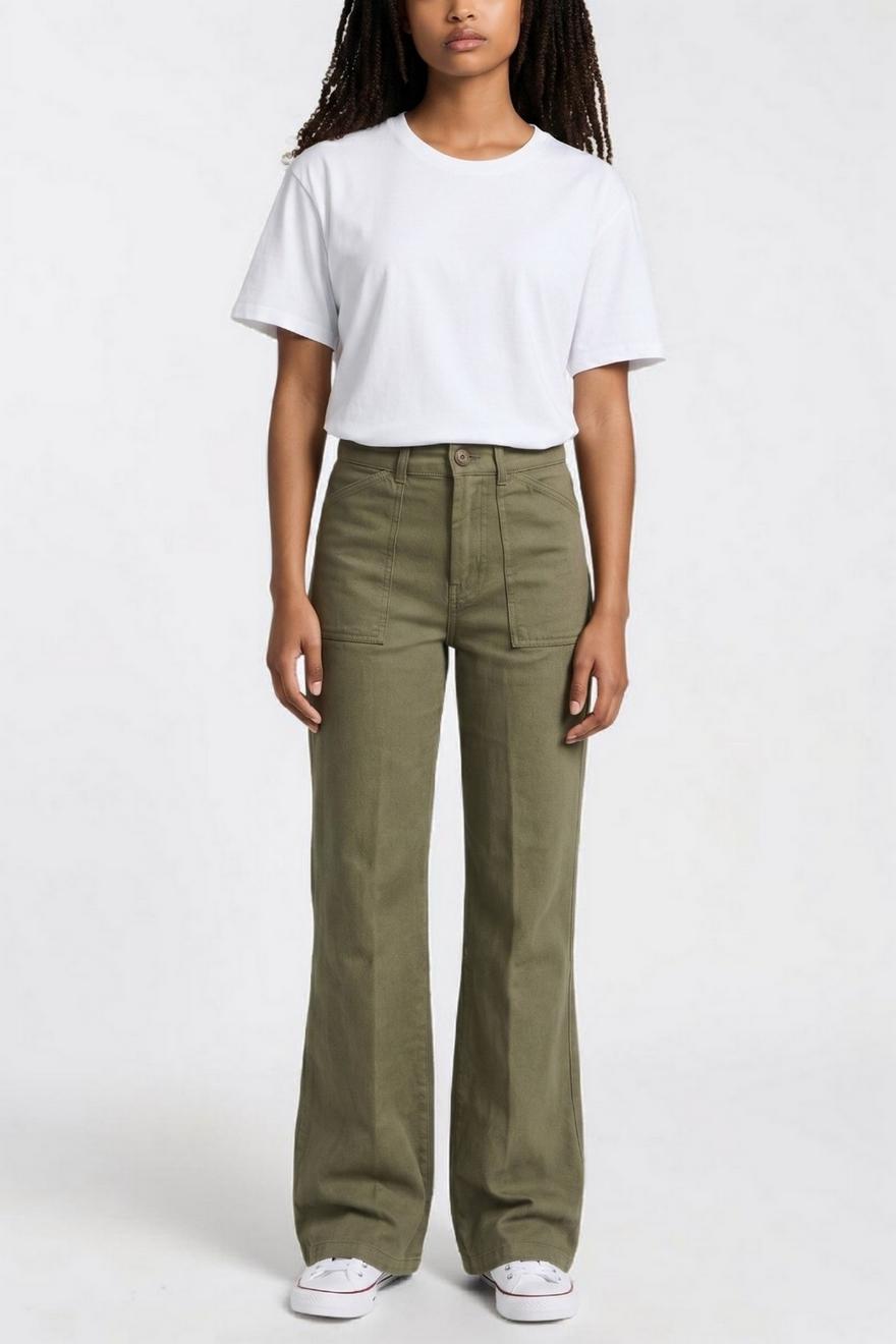 pantalone donna in drill di cotone olio