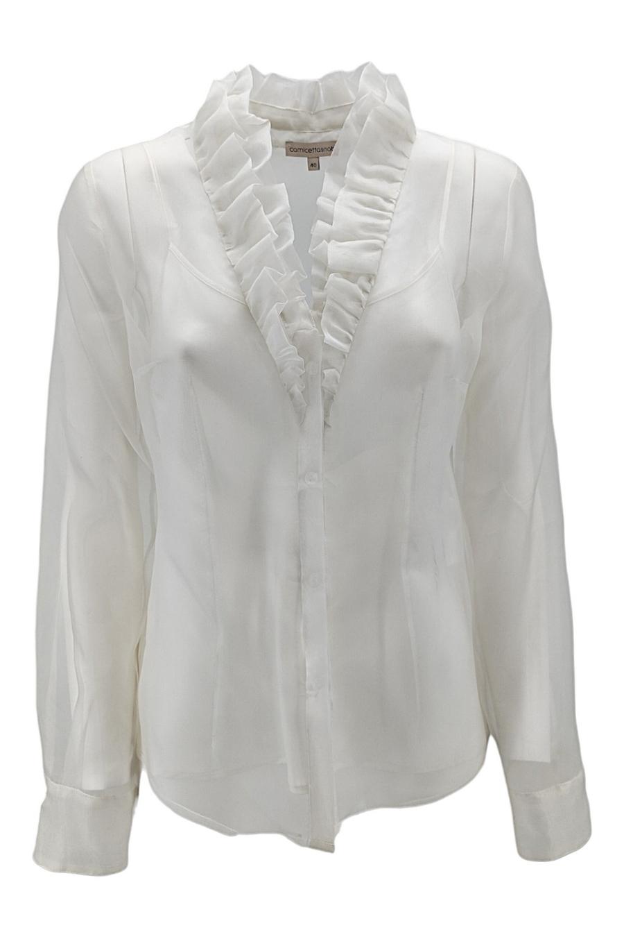 Camicia donna bianco con ruches