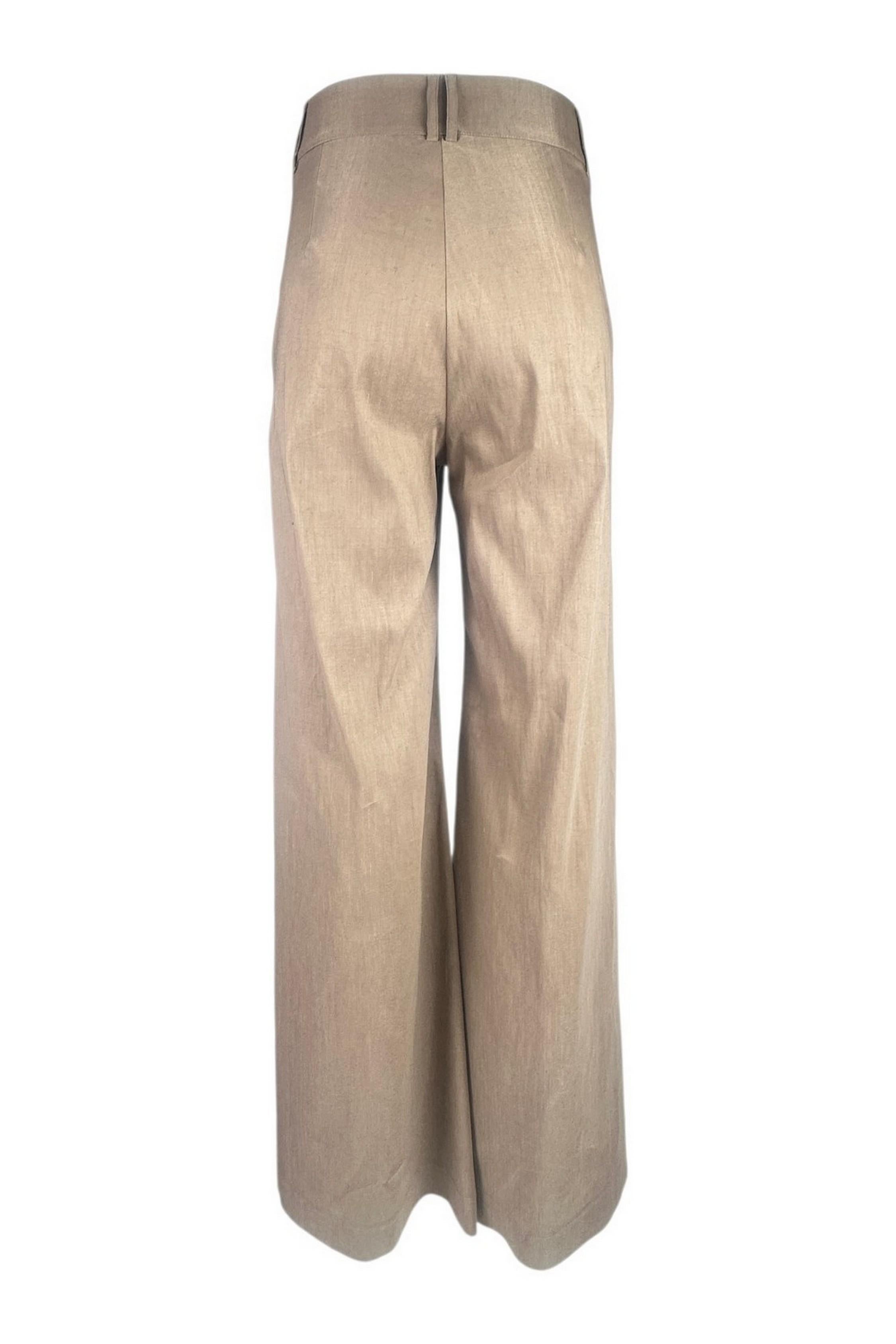pantaloni donna in lino beige