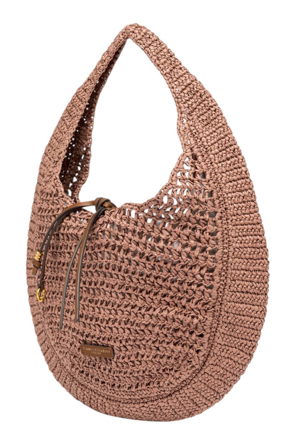 borsa donna nefeli in rafia rosa