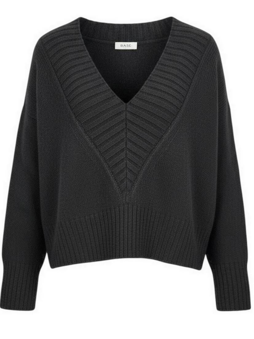 maglia scollo a v donna nero