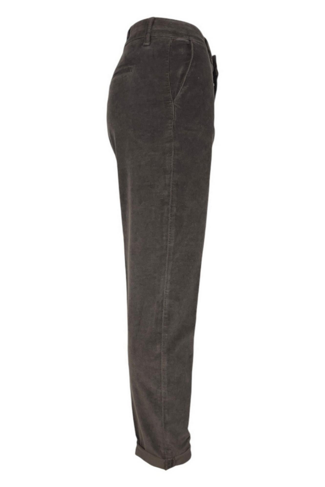 pantalone donna tasca america in velluto marrone