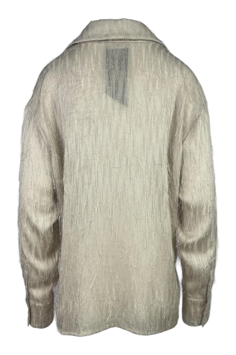 camicia donna tortora con piume