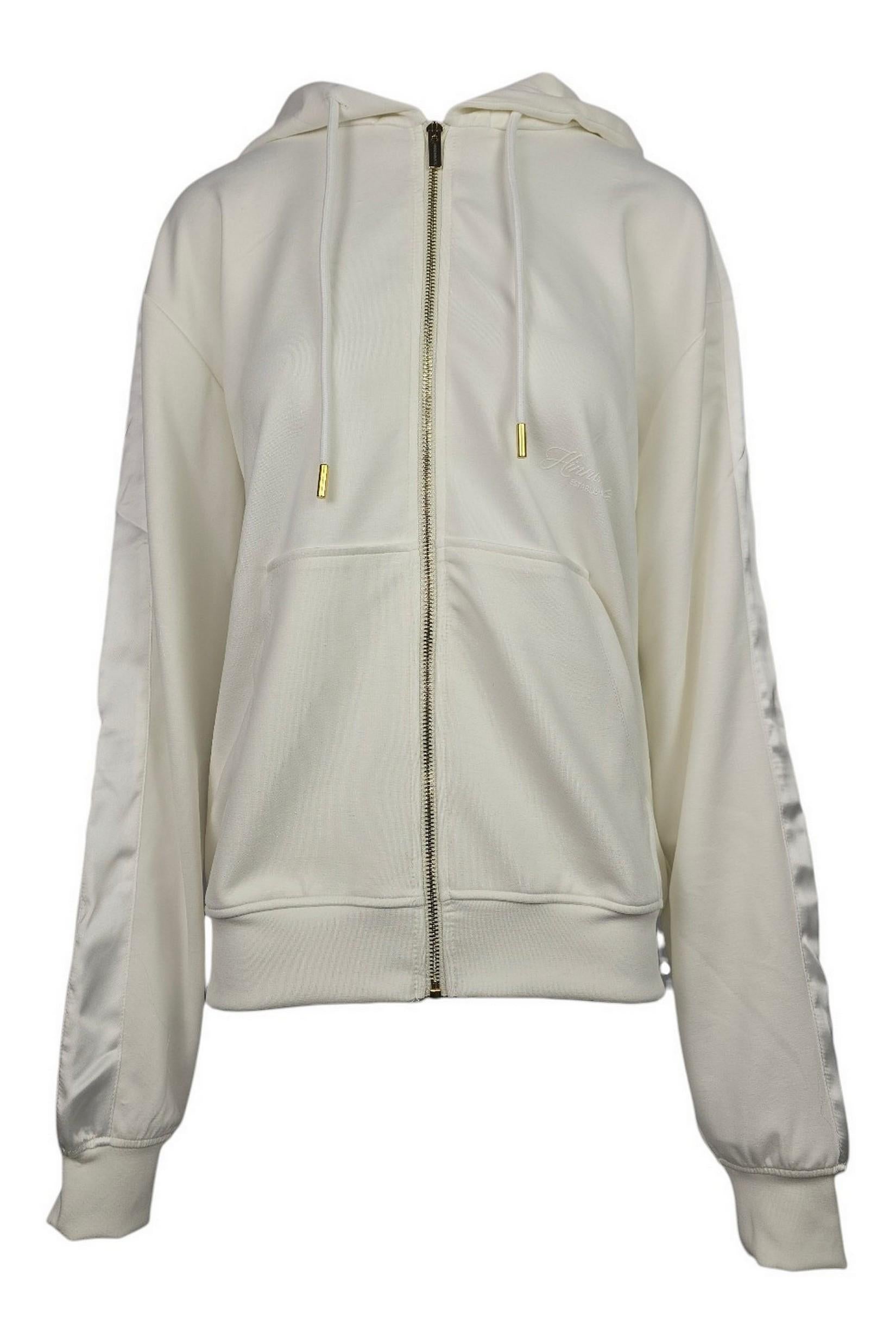 felpa donna in modal con dettagli raso bianco