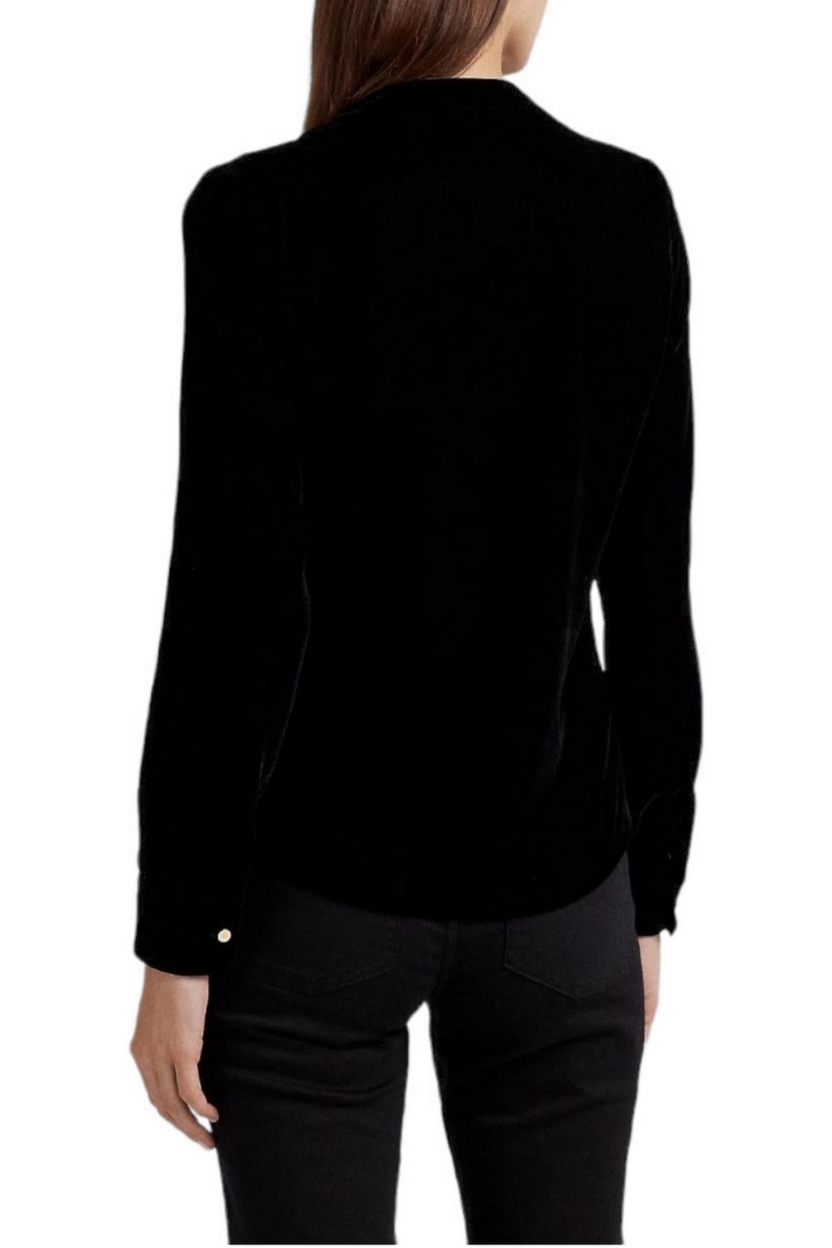 Camicia donna ad incrocio in velluto nero