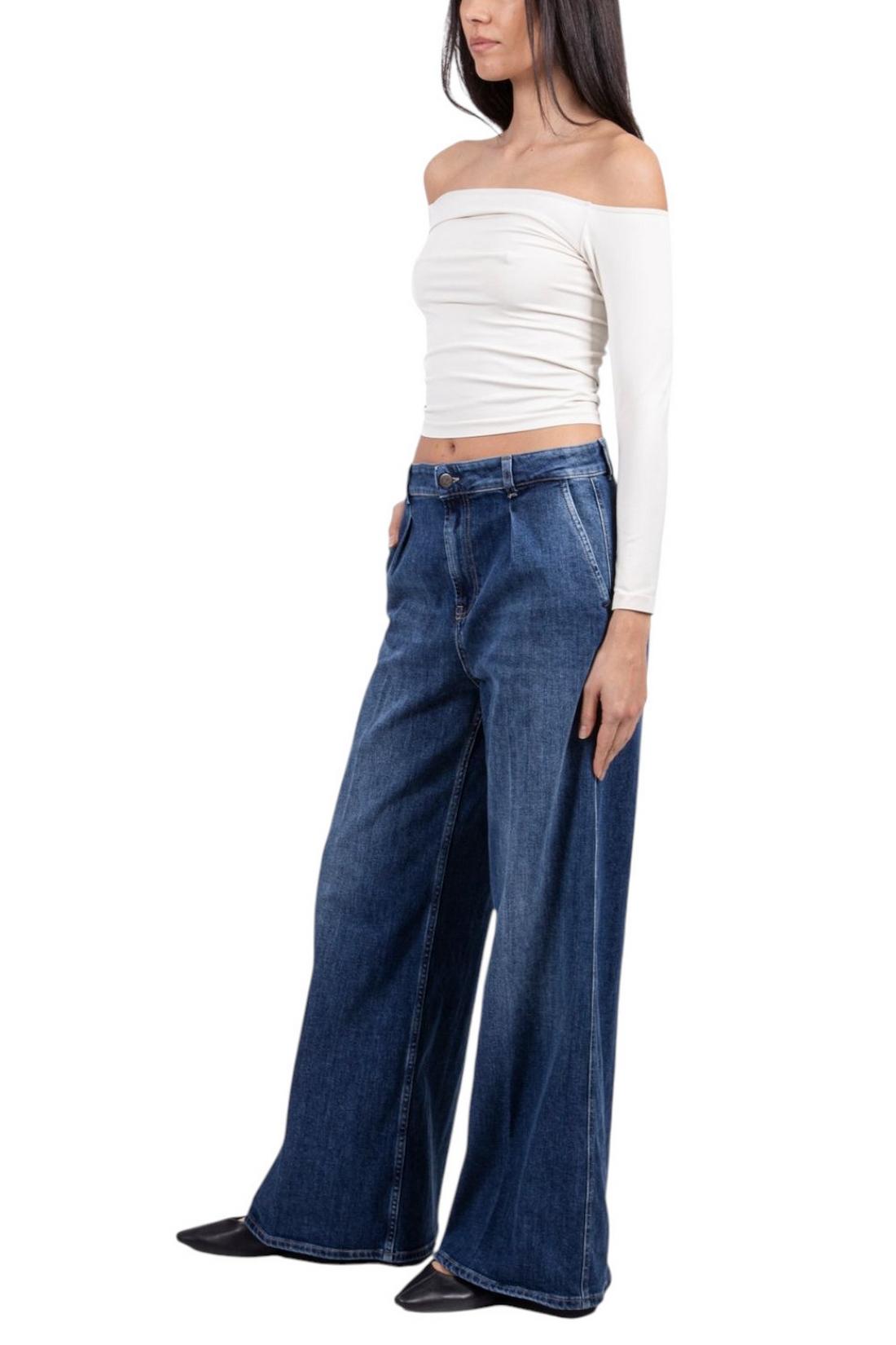 jeans donna largo con pinces