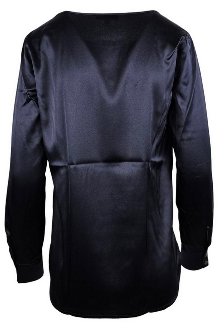 camicia donna girocollo raso blu
