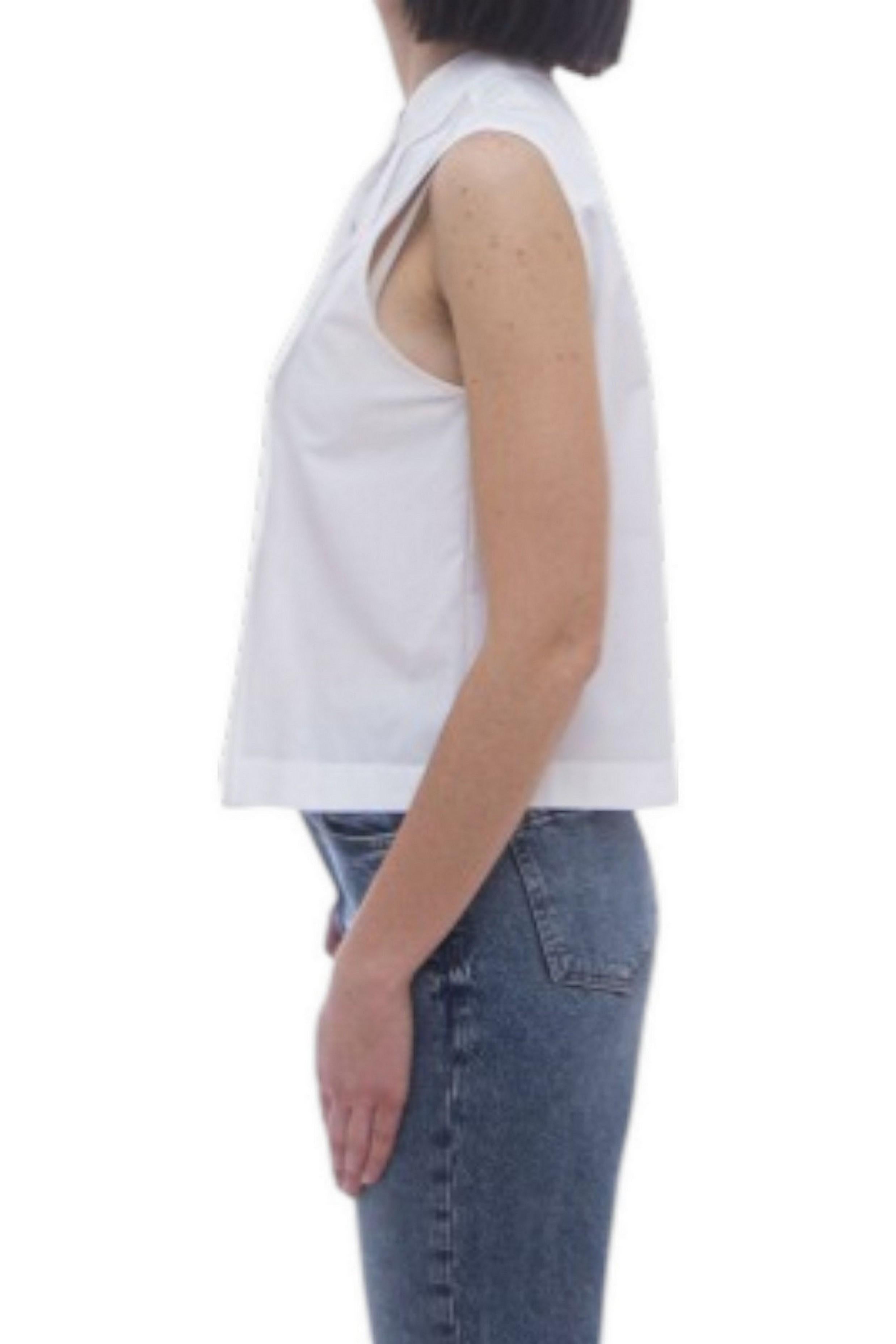 camicia donna senza maniche bianco