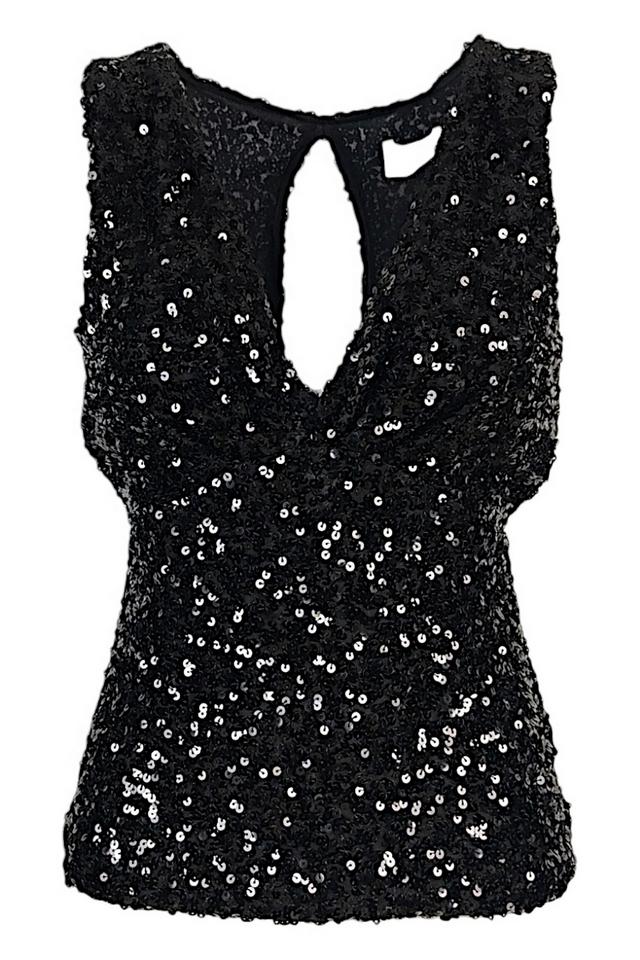 Top donna nero in paillettes stretch
