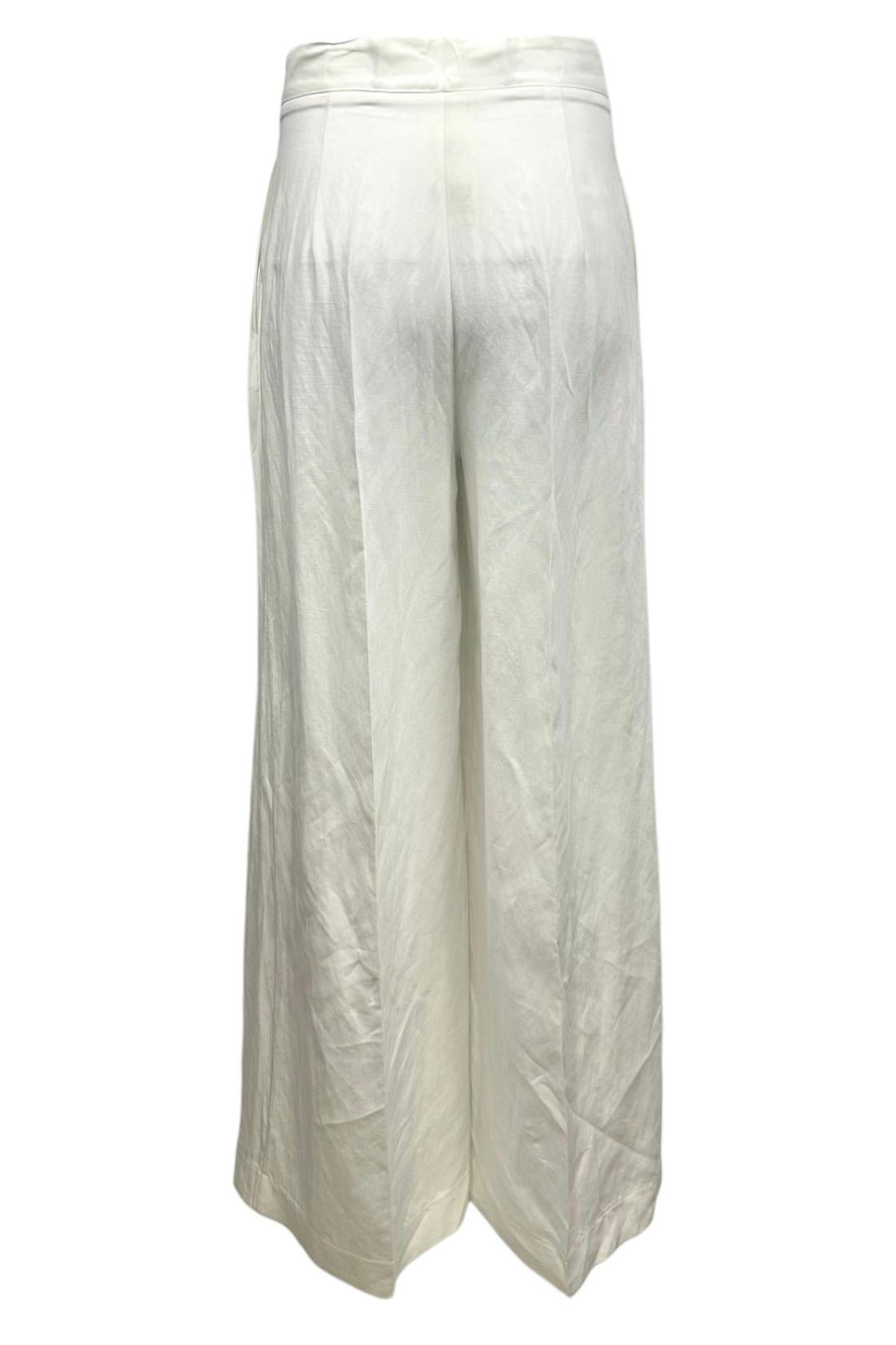 pantalone donna in lino largo bianco