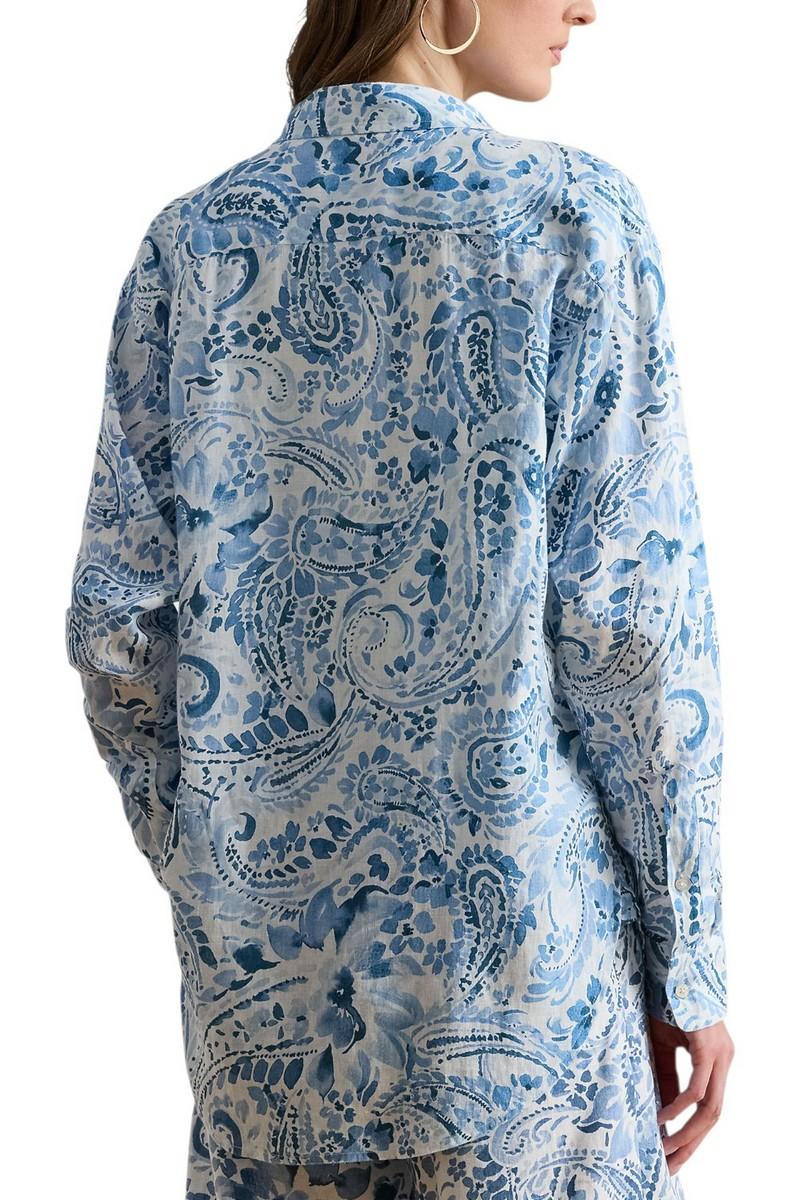 camicia donna fantasia bandana azzurro