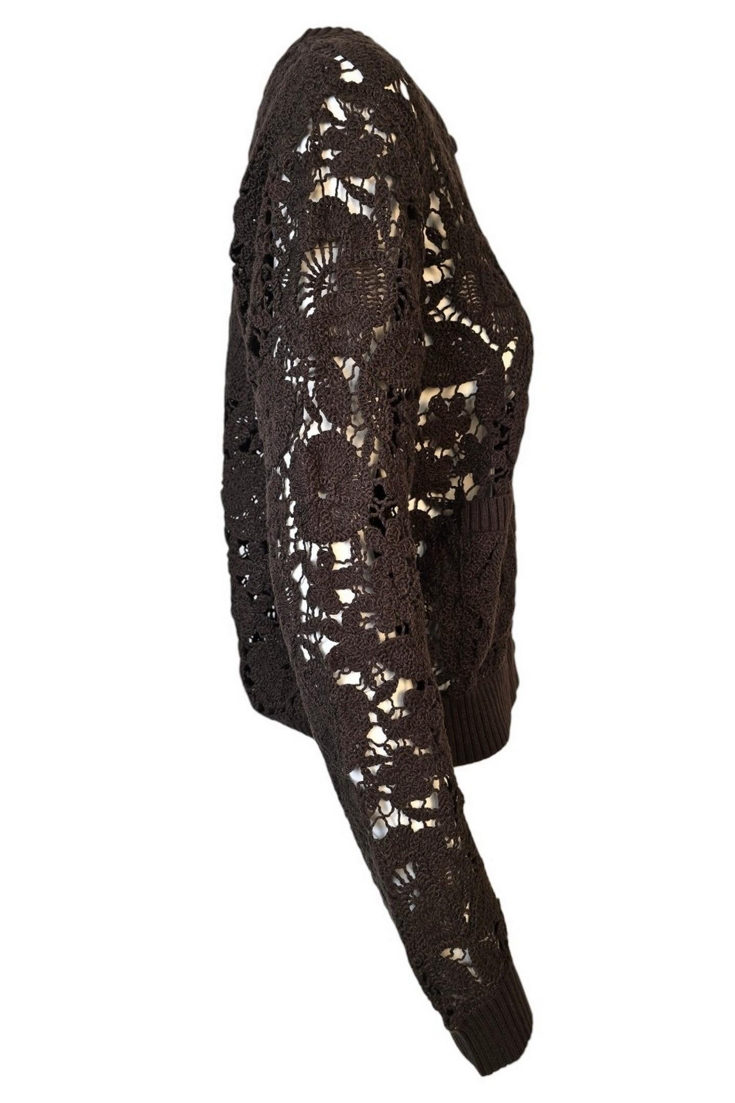 cardigan donna in pizzo marrone