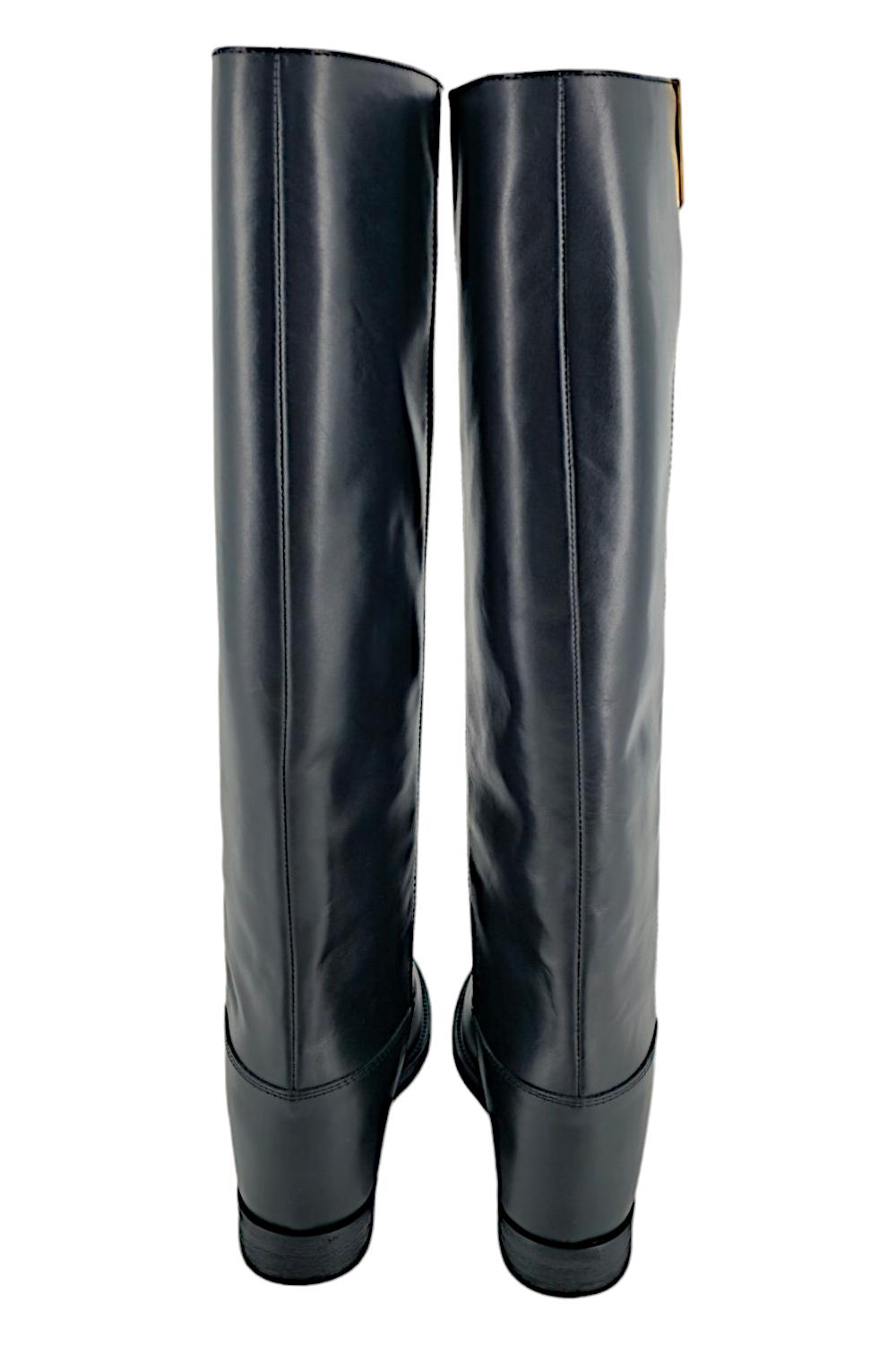 stivale donna in pelle nero