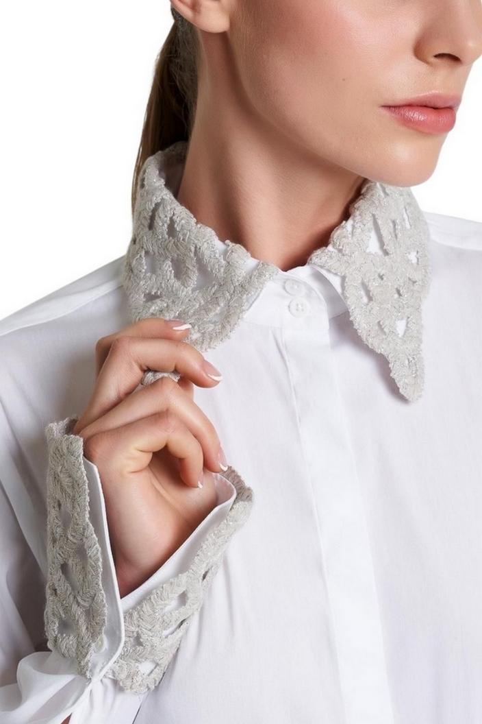 camicia donna dettagli macramè bianca