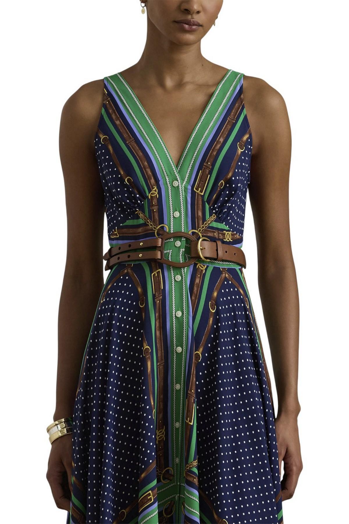 abito donna fantasia foulard verde e blu