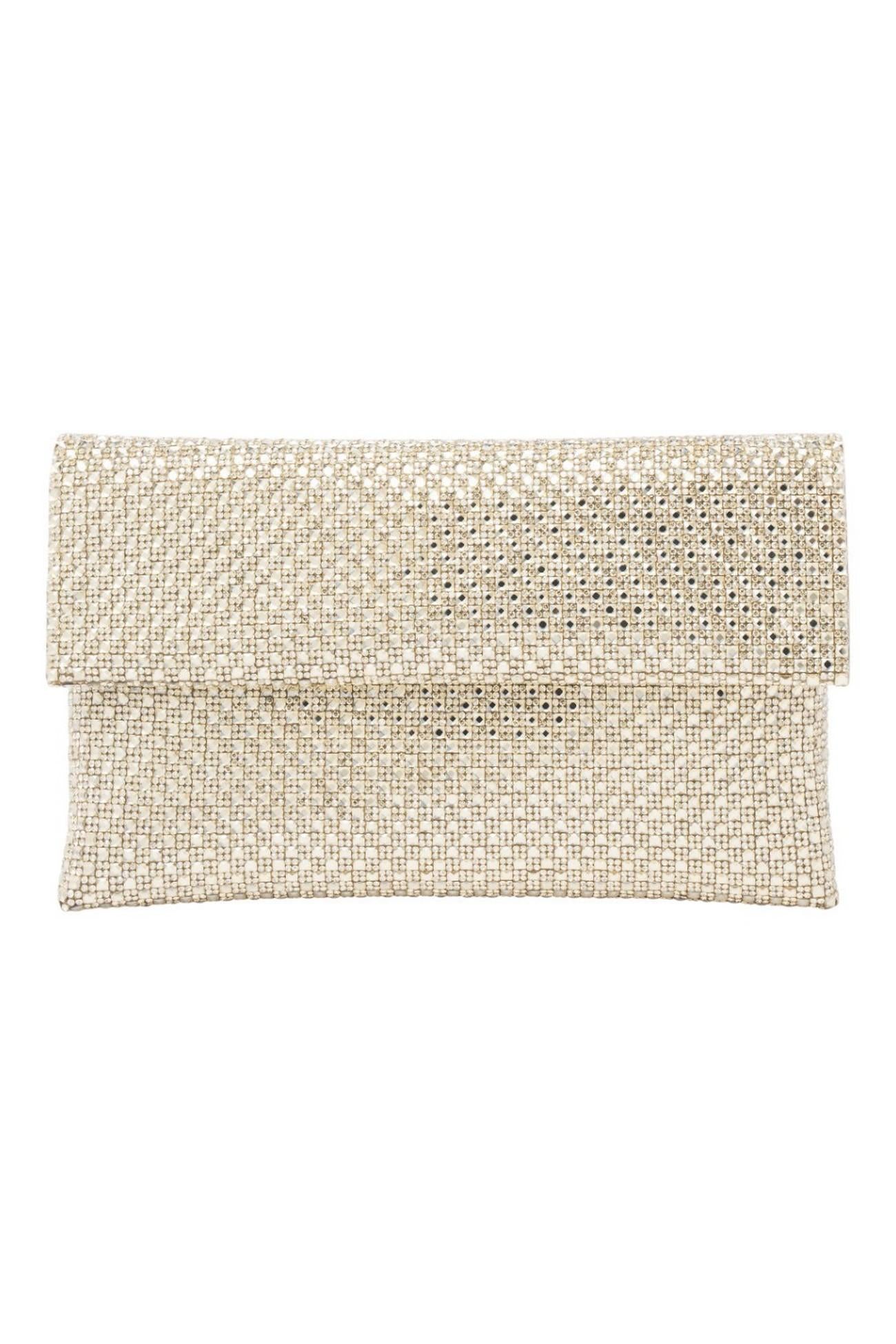 pochette donna con strass oro