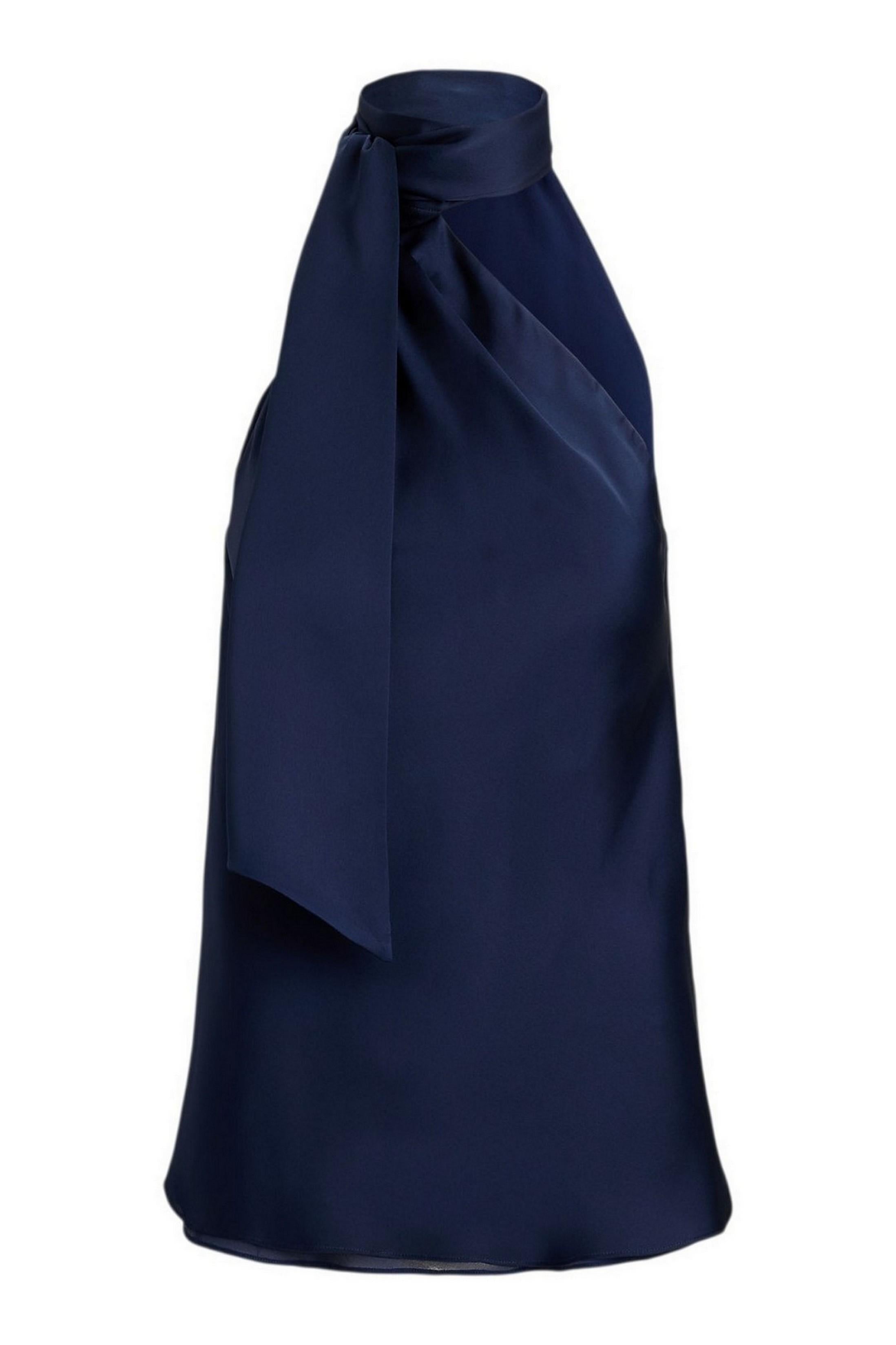 top donna asimmetrico blu