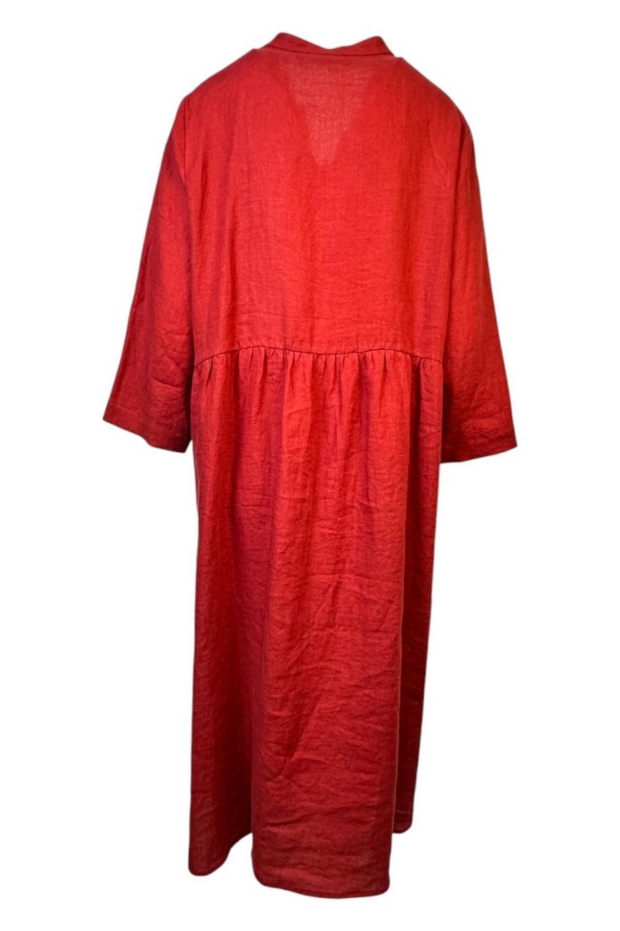 abito donna in lino con ricami rosso
