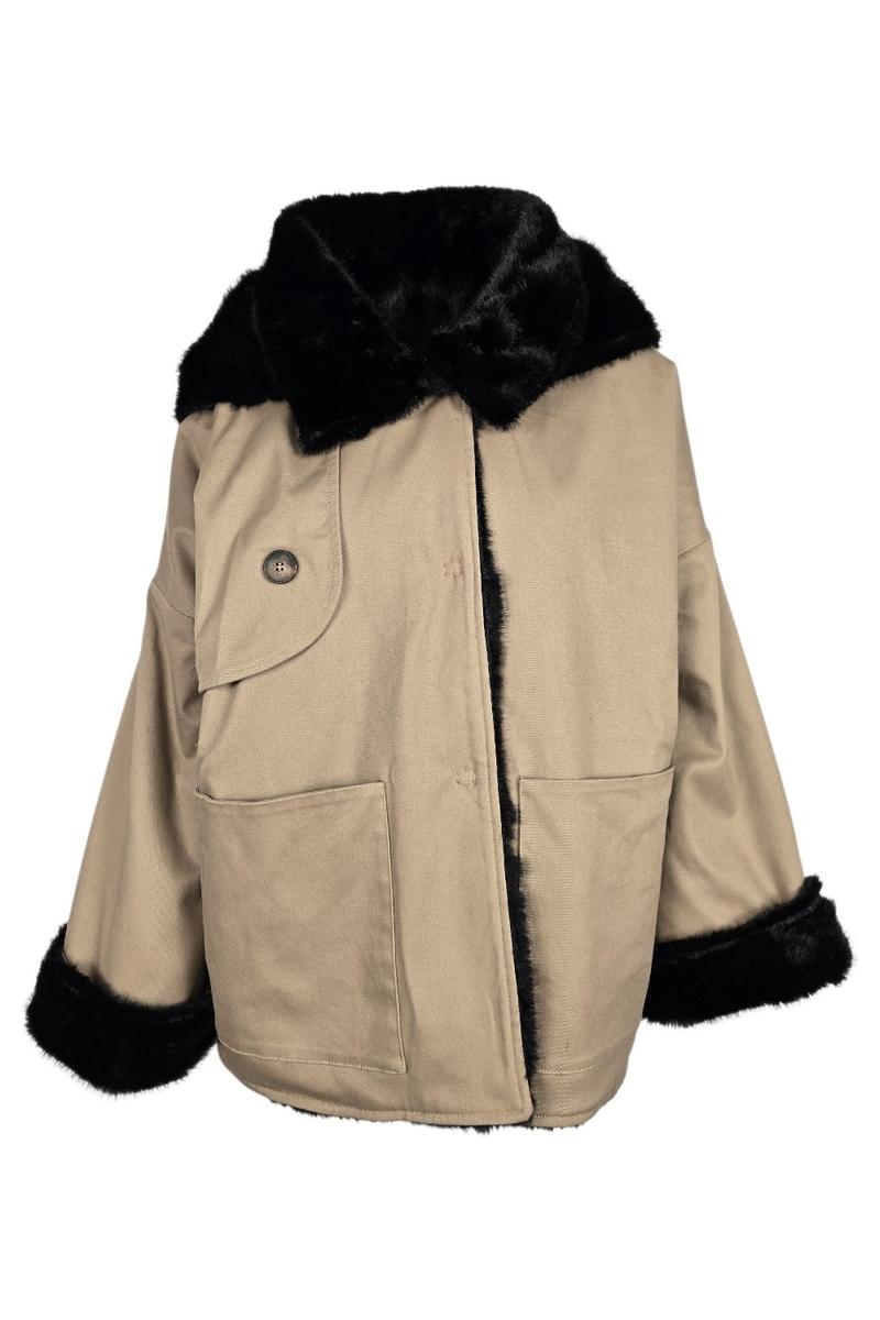 trench donna a scatola con interno in eco-visione cammello