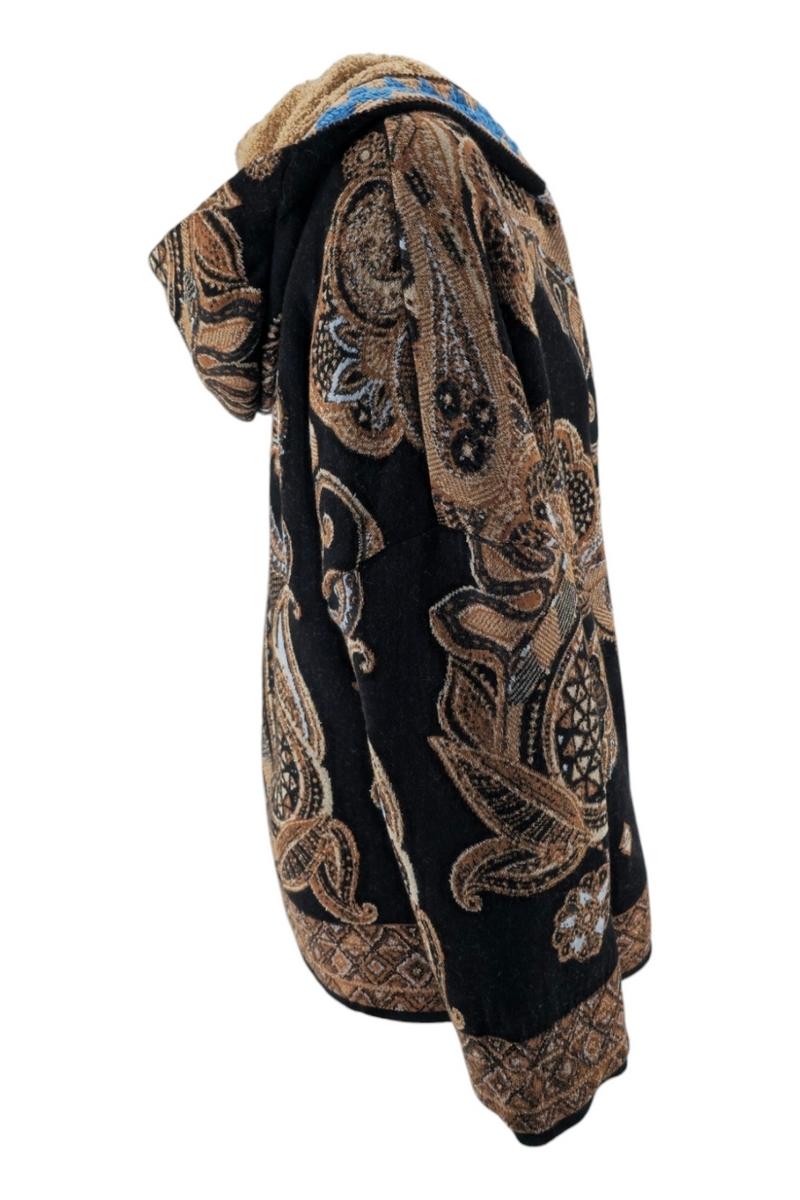 caban donna fantasia cachemire nero e marrone