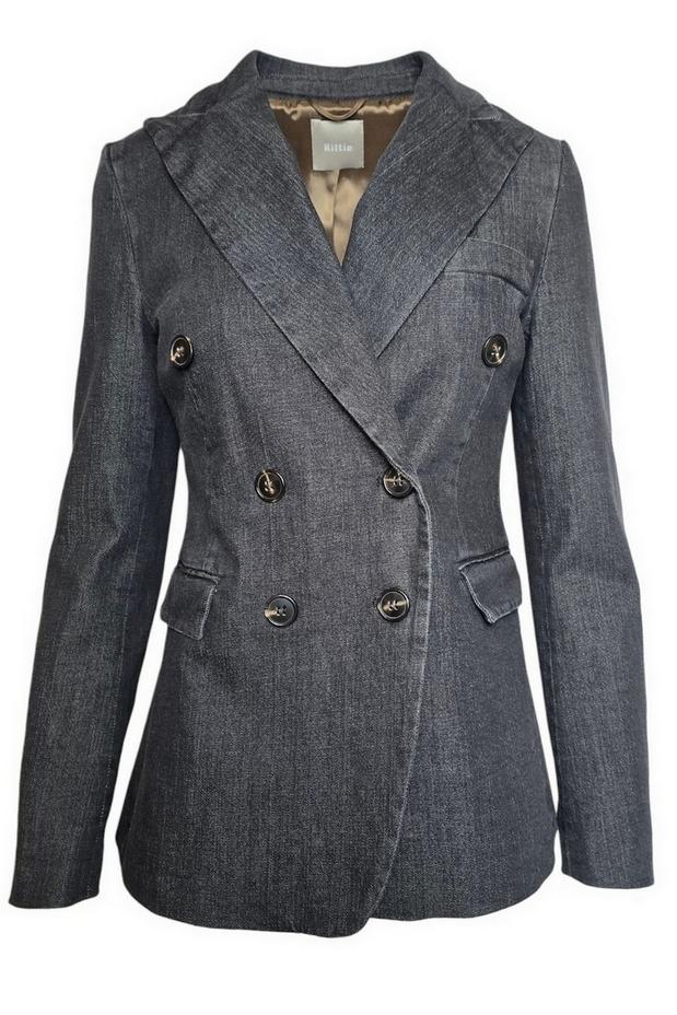 giacca donna doppiopetto in denim grigio