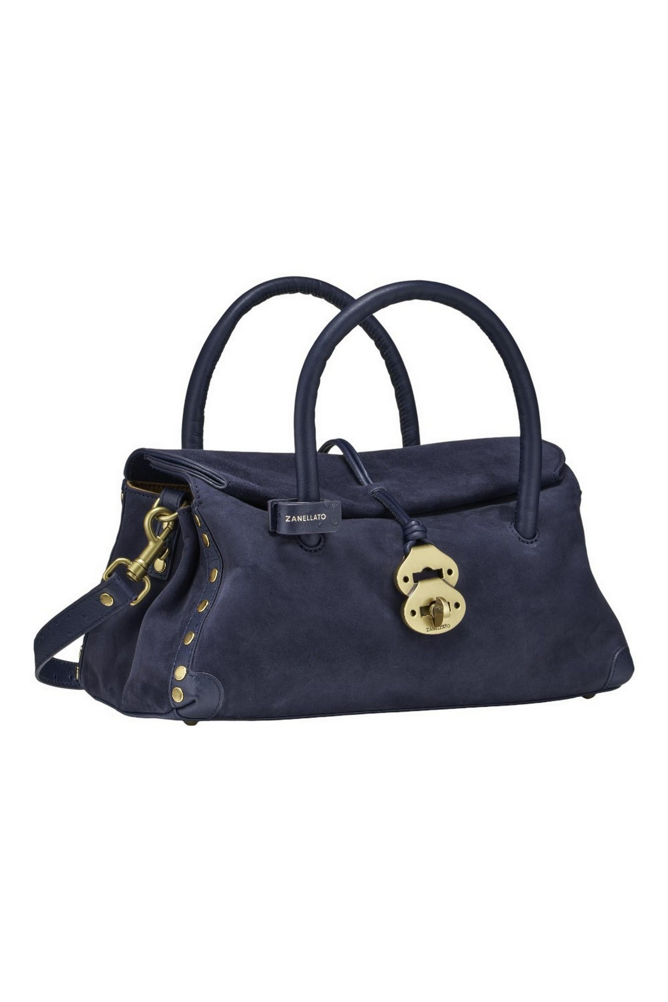 borsa donna dotta small in pelle Zashmere & Cactus blu