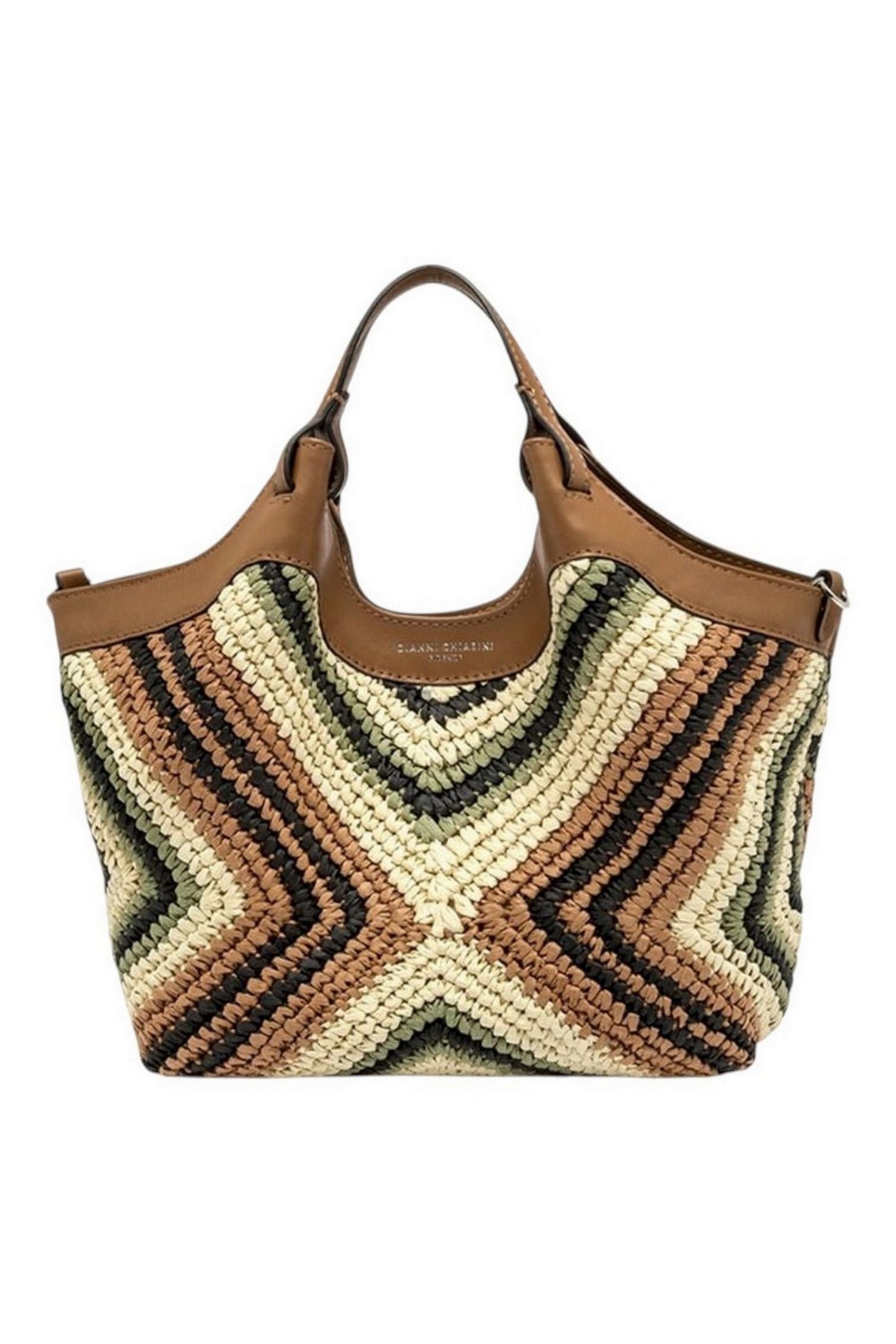 borsa donna dua media in paglia intrecciata multicolor