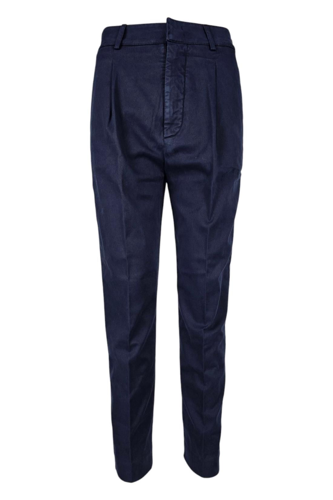 Pantaloni donna Tania loose in gabardina manopesca blu