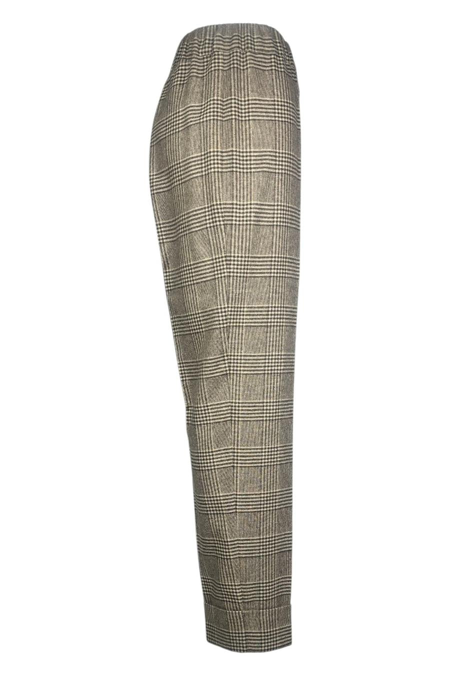 pantalone donna fantasia check cammello